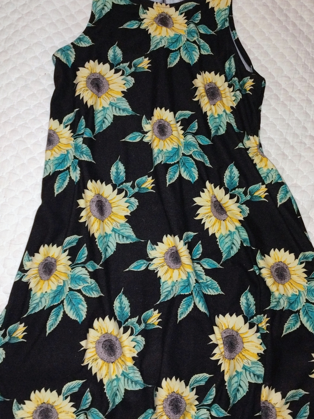 Sunflower Print Midi Dress in Black